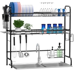 SINOART Over The Sink Dish Drying Rack, 2-Tier Dish Rack Width