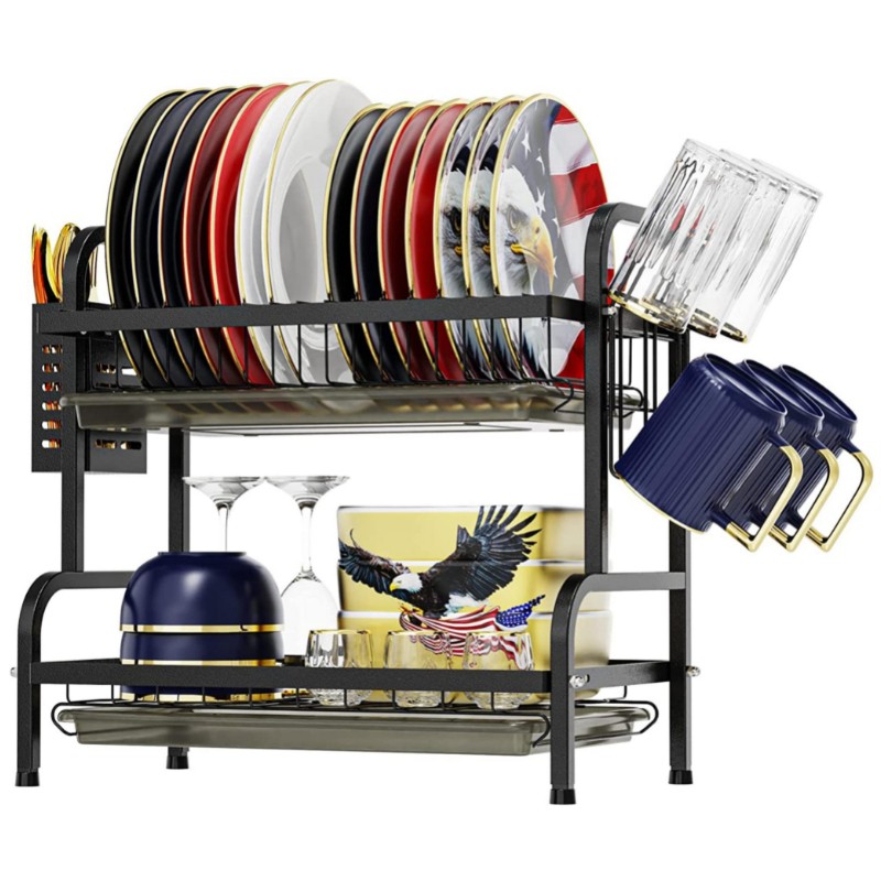 Dish Drying Rack, Multipurpose 2-tier Dish Rack For Kitchen