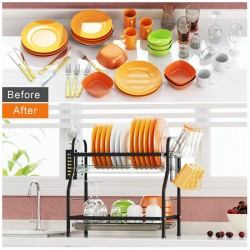 Swedecor Dish Drying Rack, 2 Tier Rust-Resistant Dish Rack Small Dish  Drainer with Drainboard Tray and Utensil Holder for Kitchen Countertop  Saving